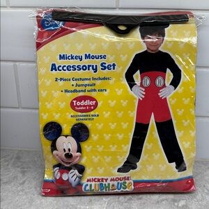 Disney Mickey Mouse Red and Black Halloween Costume Set Toddler 3-4 New sealed